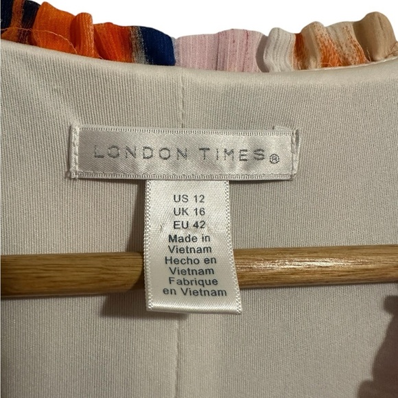 London Times Tie Dye Rainbow Watercolor Sleeveless Maxi Dress Size 12 - Picture 5 of 8